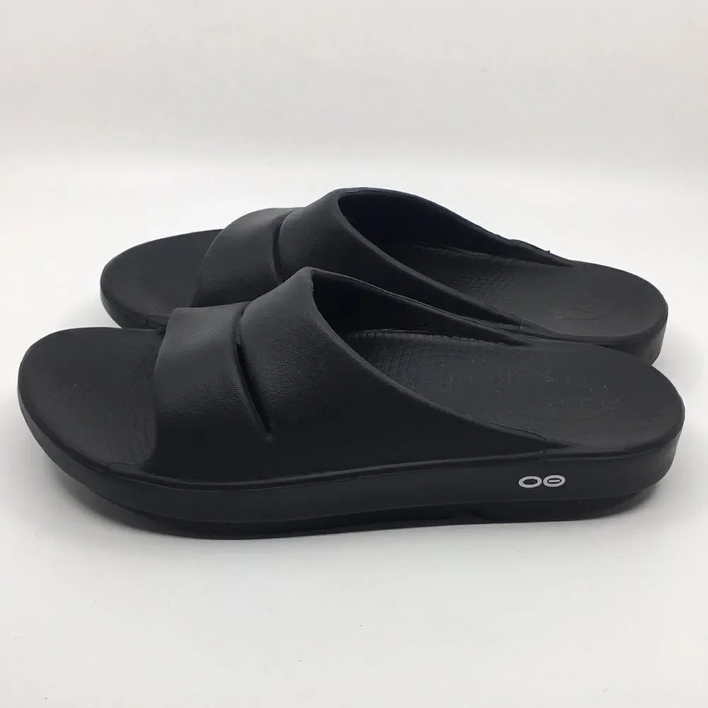 Oofos Ooahh Black Slides Sandals Unisex EU 42 M9 W11 Recovery Therapy slides